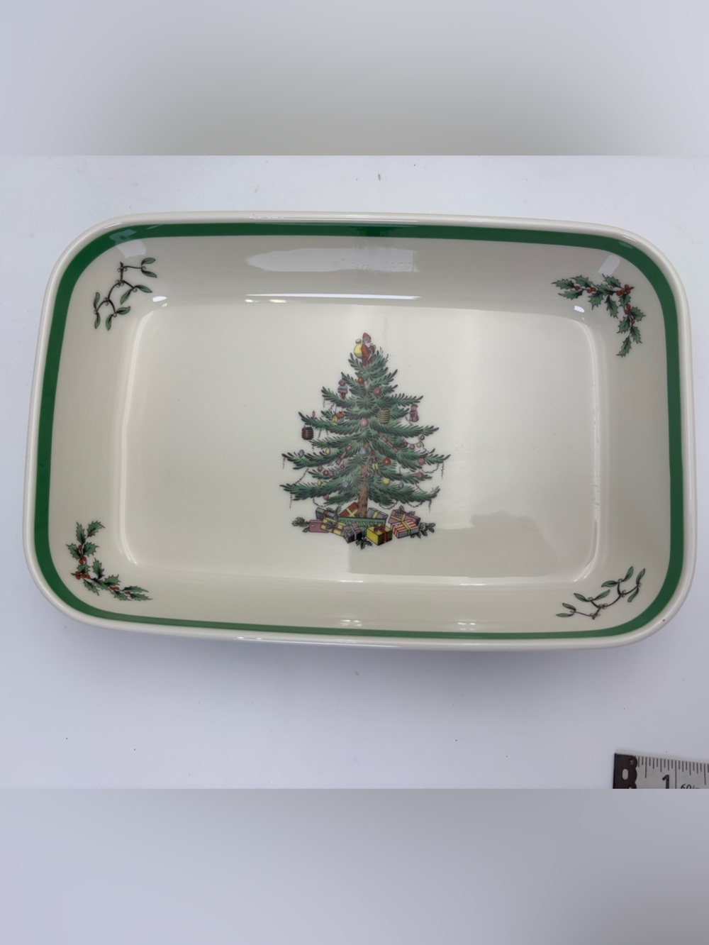 New Old Stock Spode England Christmas Tree - 10” Rectangular Baking Dish in box